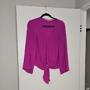 RACHEL Rachel Roy Magenta V-Neck Tie-Front Blouse